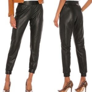 Commando High Waisted Faux Leather Relaxed Joggers in Black